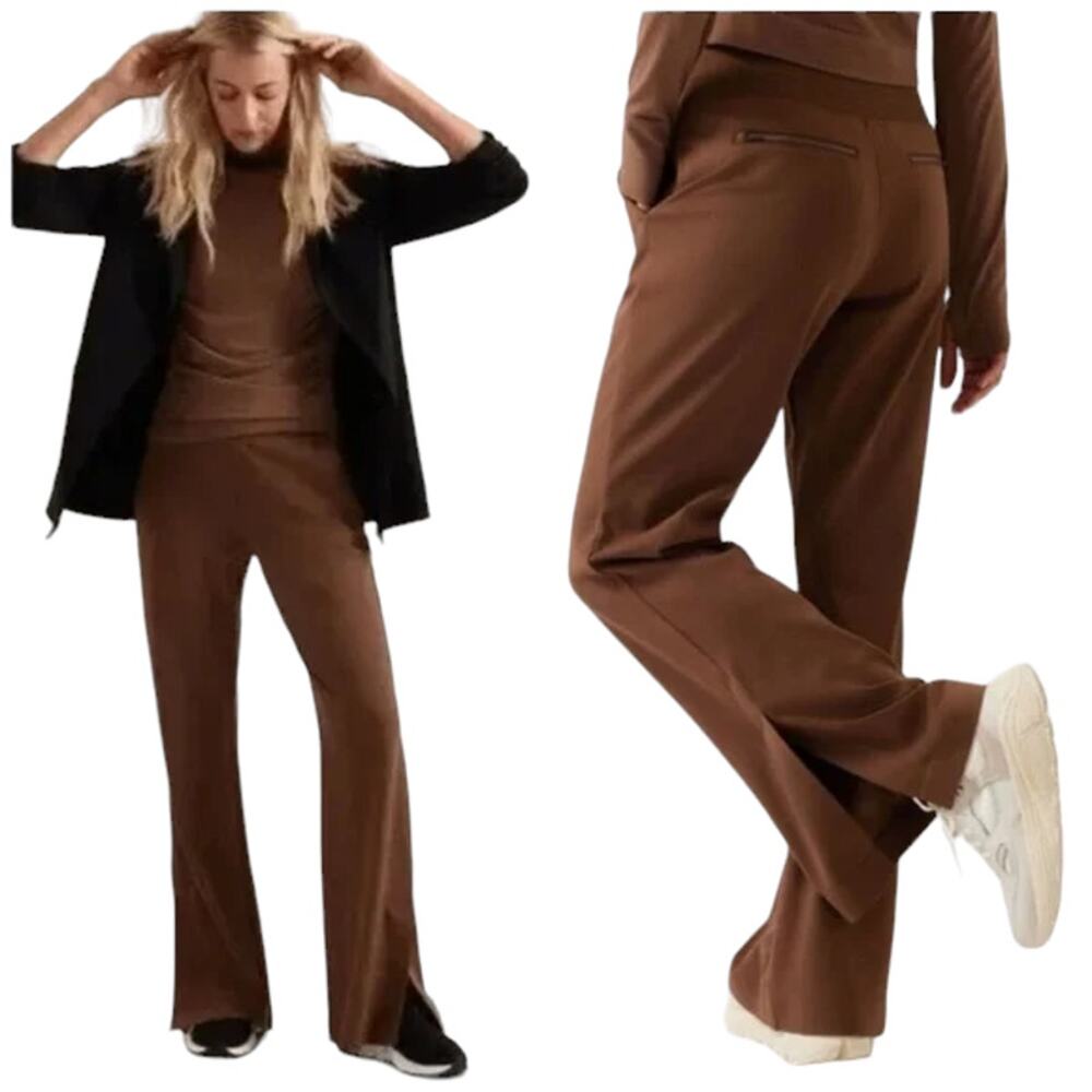 Athleta Venice Brown Light Fabric Stretch Flare Pants Woman’s Size Large